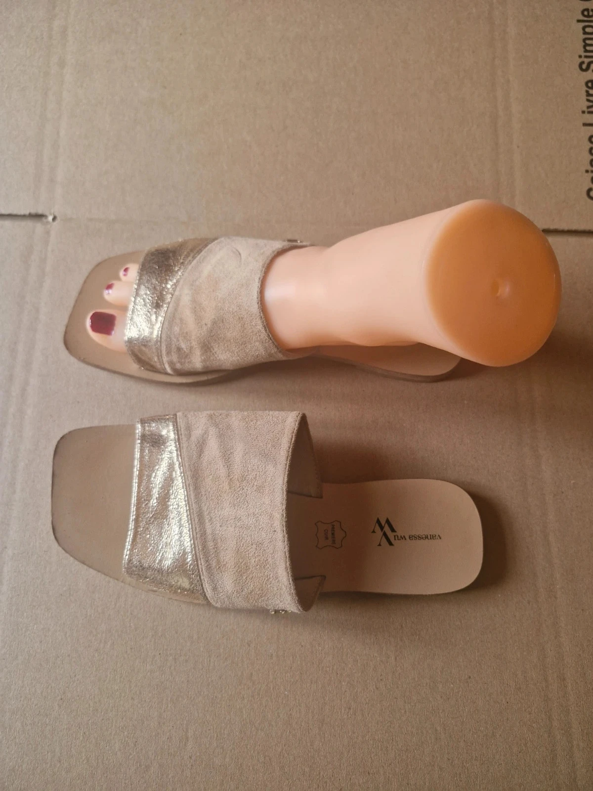 Mules Vanessa Wu bege e dourada - Tamanho 36 – photo 3